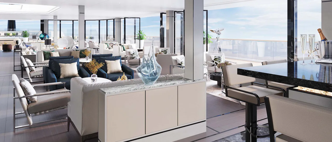 The Observation Lounge offers panoramic views of the sea and shore