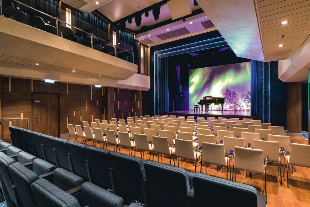 The Schaubühne is a modern theater featuring cutting-edge technology for magic, drama, and live concerts