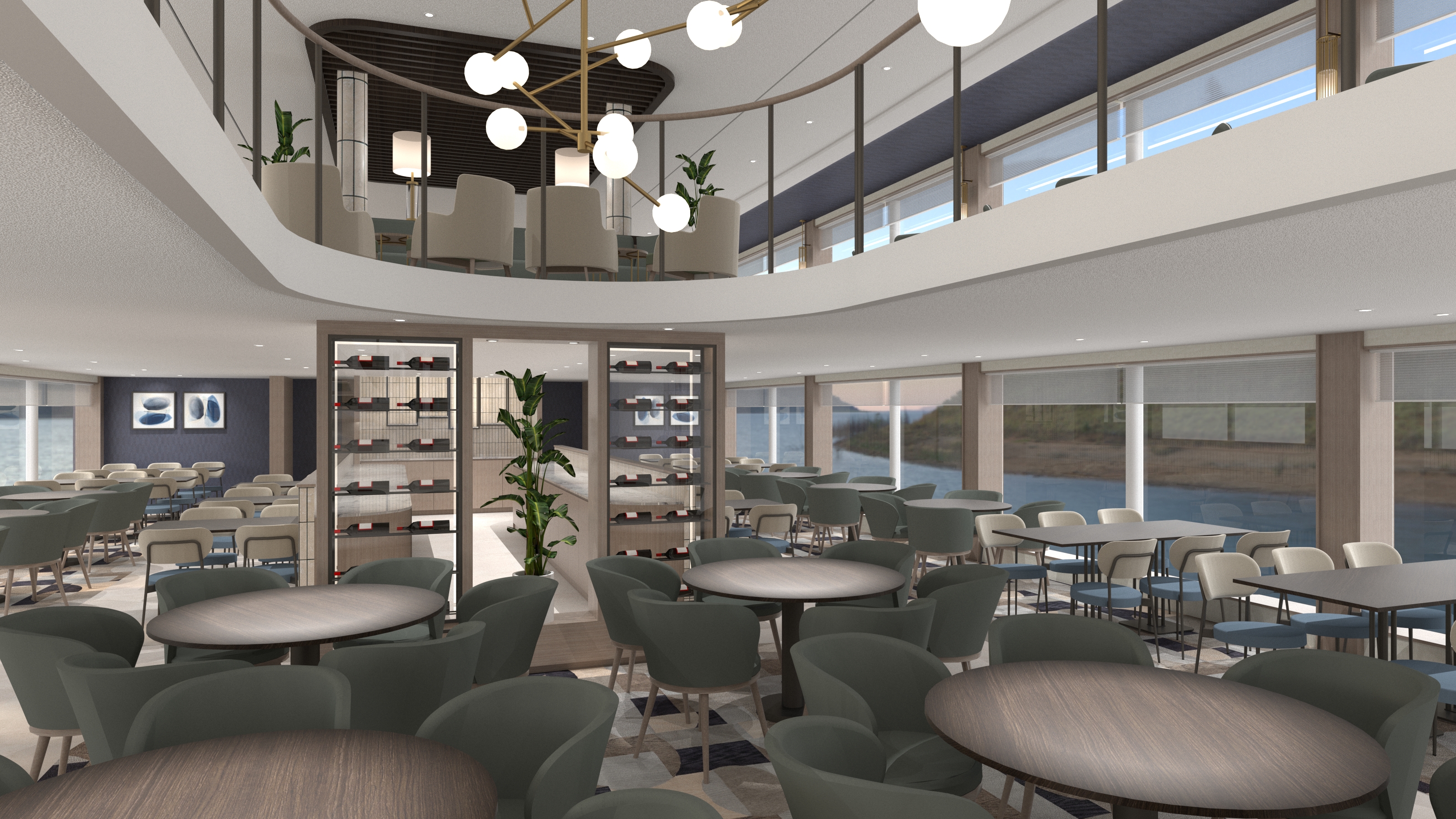 Riverside er hovedrestauranten.