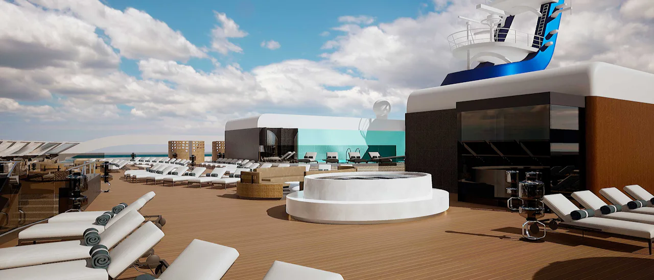 MSC Yacht Club tilbyr en privat opplevelse, inkludert er en restaurant, lounge og bar, basseng og mer