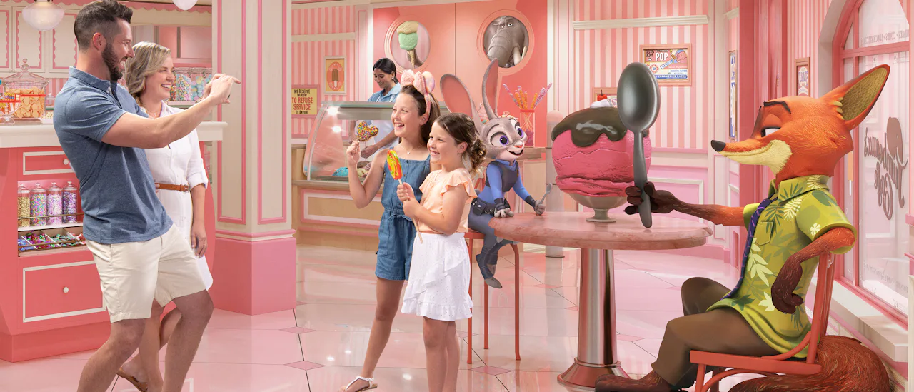 Jumbeaux's Sweets, inspirert av Zootopia, debuterer på Treasure med en statue av Judy Hopps og Nick Wilde