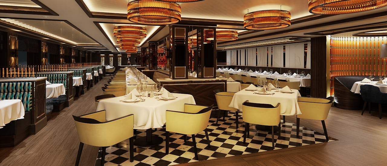 Crown Grill med moderne, elegant design og kjøkken i teaterstil