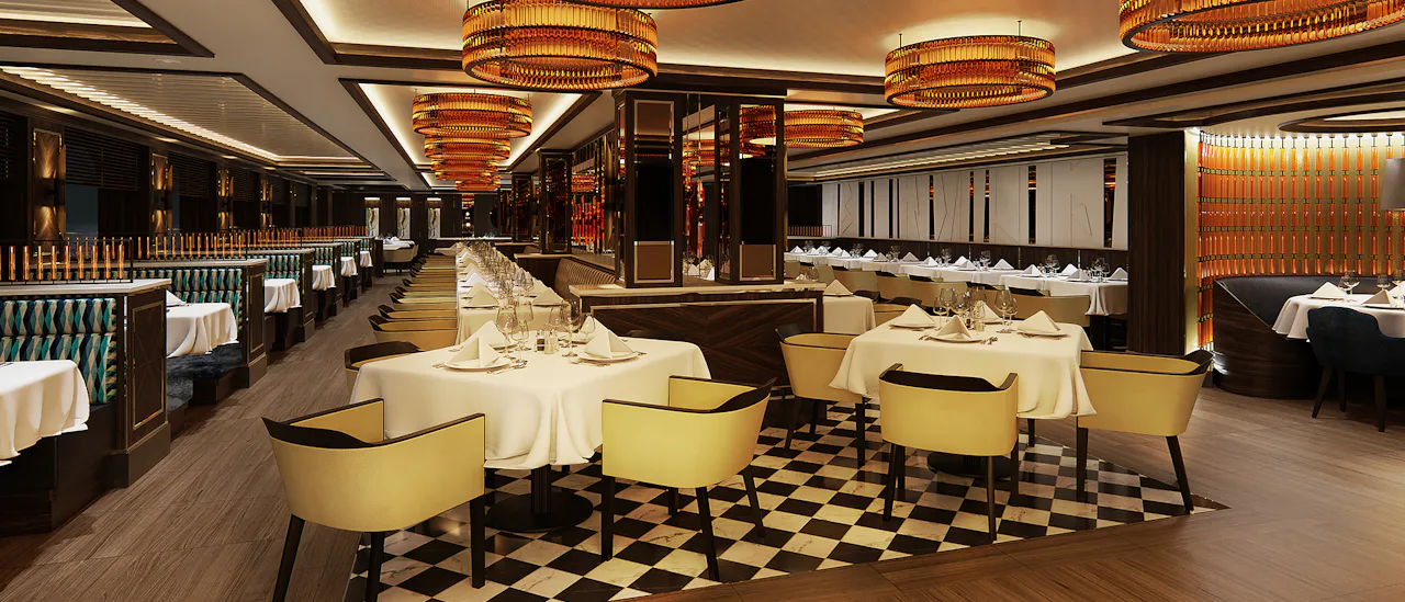 Crown Grill med moderne, elegant design og kjøkken i teaterstil