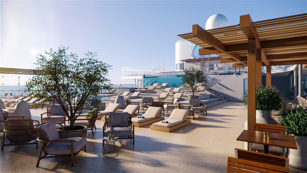 Uteområdet rundt lagunen er det ideelle stedet for fullstendig avslapning