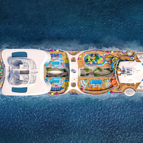 Royal Caribbean cruise i Middelhavet med store skip og aktiviteter for familier