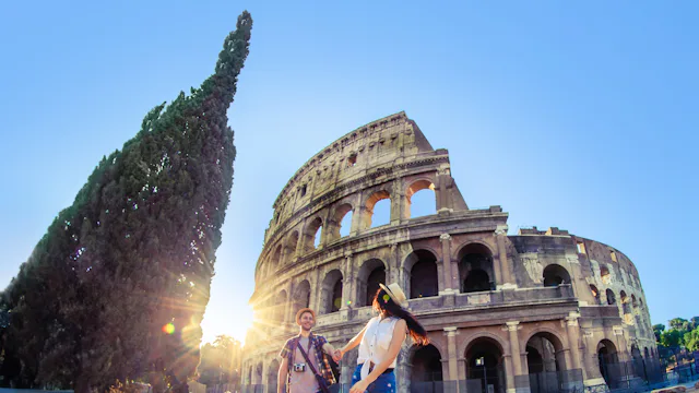 Colosseum i Roma med historisk arkitektur i Vestlige Middelhavet