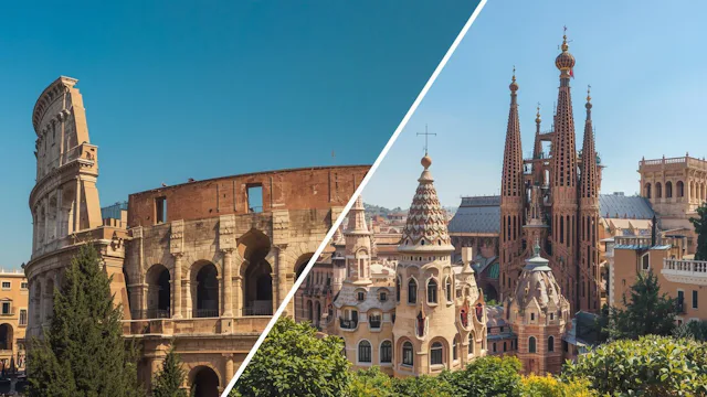 Cruise fra Barcelona og Roma med utsikt over havn og by